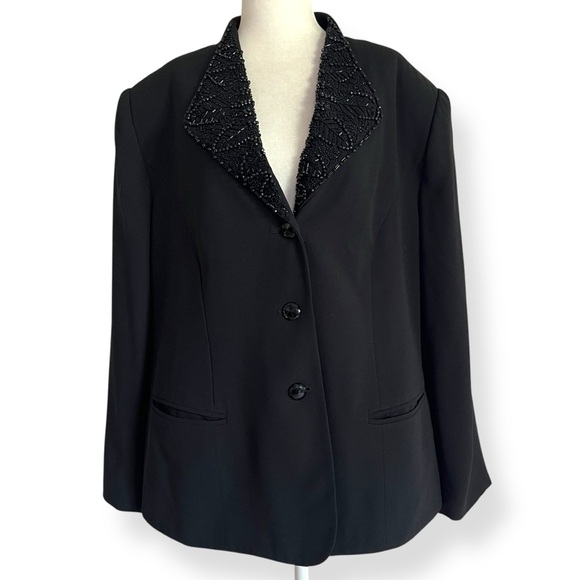 Le Suit II Black Blazer with Embellished Collar Size 20W Formal Jacket Plus Size - Picture 1 of 9